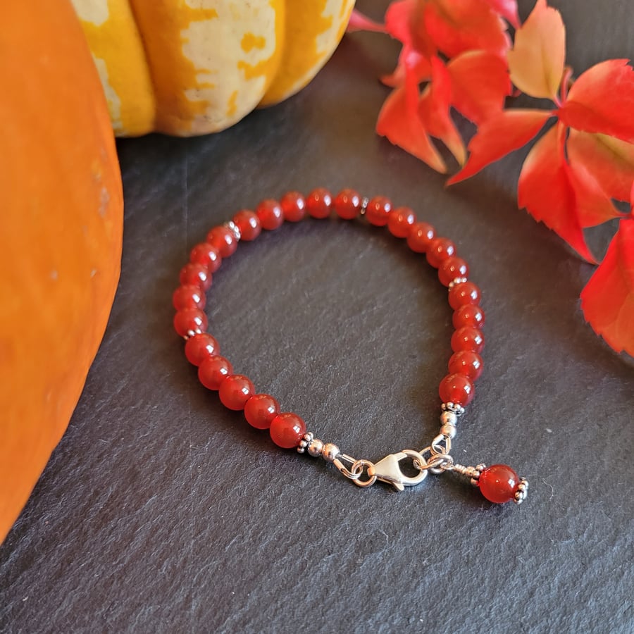 Carnelian and Sterling Silver Bracelet 