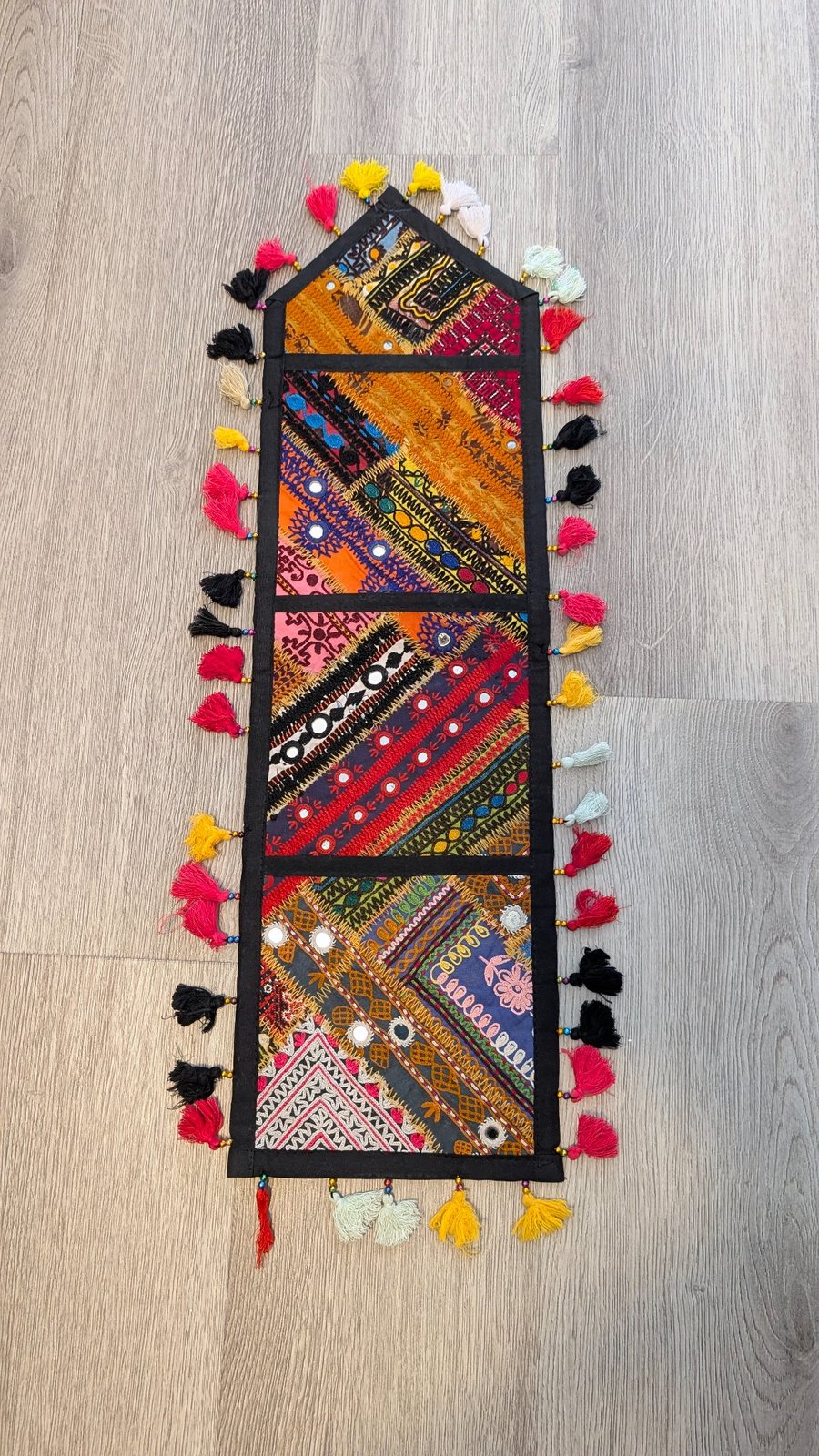 Image of Handcrafted Sindhi Patchwork Wall Tapestry - Boho Textile Art & Wall Hanging