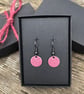 Raspberry enamel drop earrings. Sterling Silver upgrade available.  - Image 2