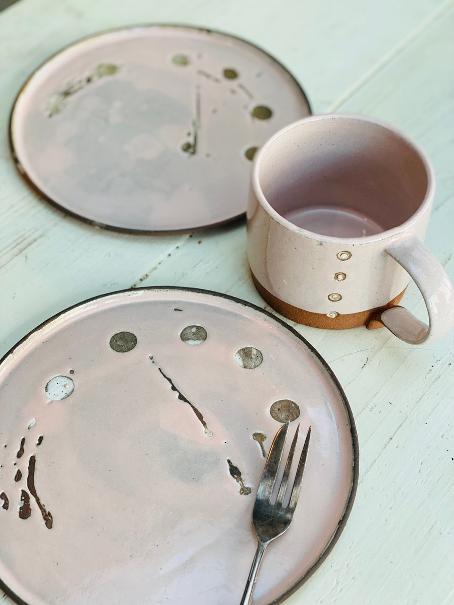 Pink cup and plate - perfect for tea, coffee and cake.