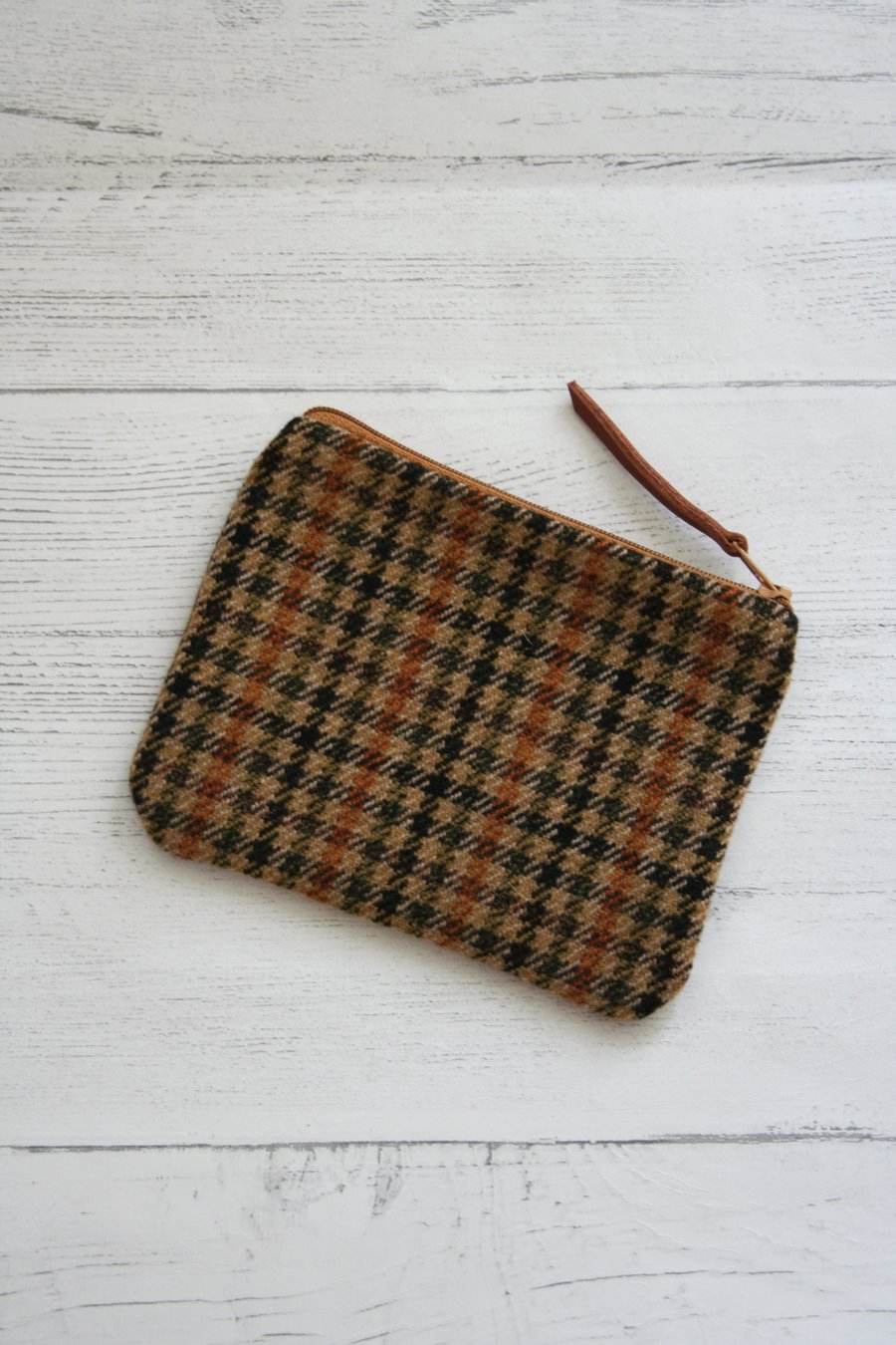 Orange Tartan Coin Pouch