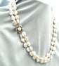 Natural pearl necklace with a special silver crystal clasp  A unique gift - Image 1