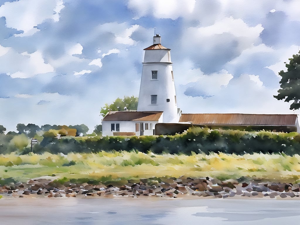 Digital Download of Picture of Watercolour Windmill The Washes Lincolnshire