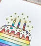 Rainbow Birthday Cake Card - Blank Card - Birthday Card - Image 6