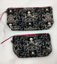 Skeletons makeup bag, Gothic zip bag, 2 size options, Handmade - Image 8