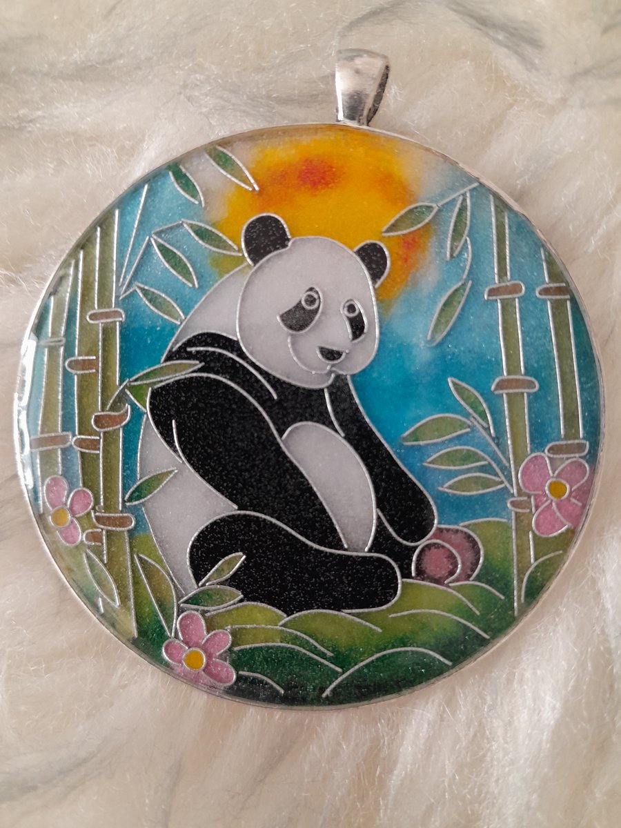Panda picture. Cloisonne Style pendant  