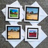 Original Handpainted 4 Card Bundle of Blank Mini Cards of Views