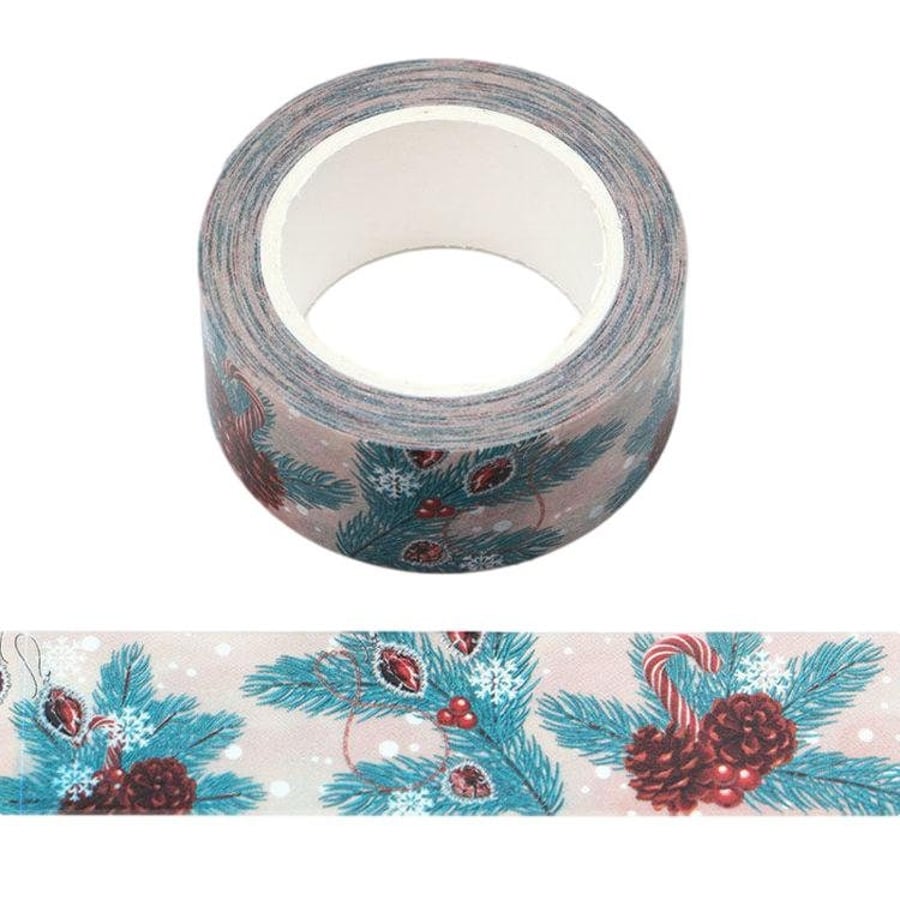 Christmas Cones, Snowflakes and Candy Words Washi Tape 20mm x 10m Meters Eco Fri