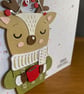 Handmade Reindeer Christmas Card Traditional Colours & Hand Stitched Details - Image 7