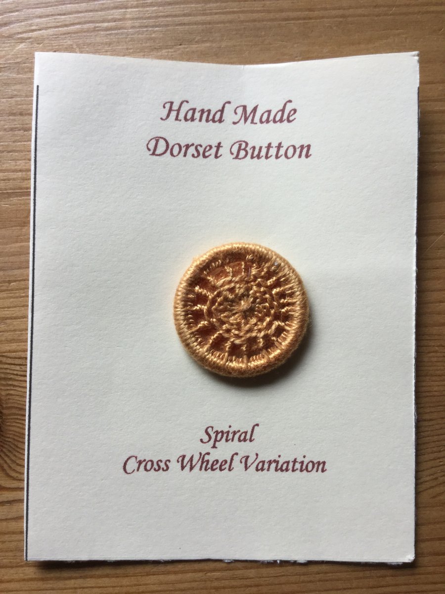 Hand Made Dorset Crosswheel Button, Spiral Pattern, Gold, 25 mm