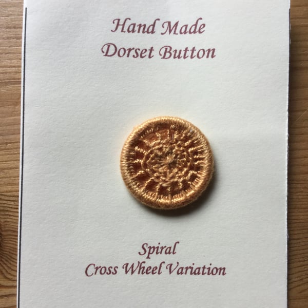 Hand Made Dorset Crosswheel Button, Spiral Pattern, Gold, 25 mm