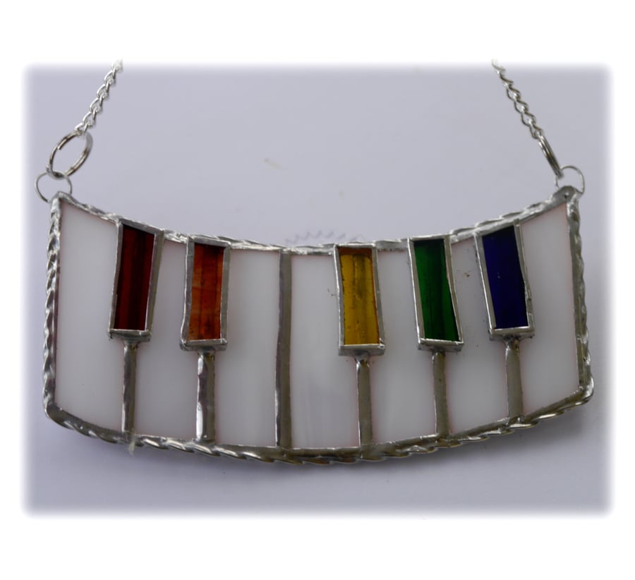 Piano Suncatcher Stained Glass Keyboard Keys Music Handmade 008