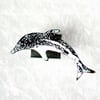 dolphin brooch - black and white