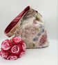 Knot bag, reversible,  botanical and pink velvet shoulder bag.  