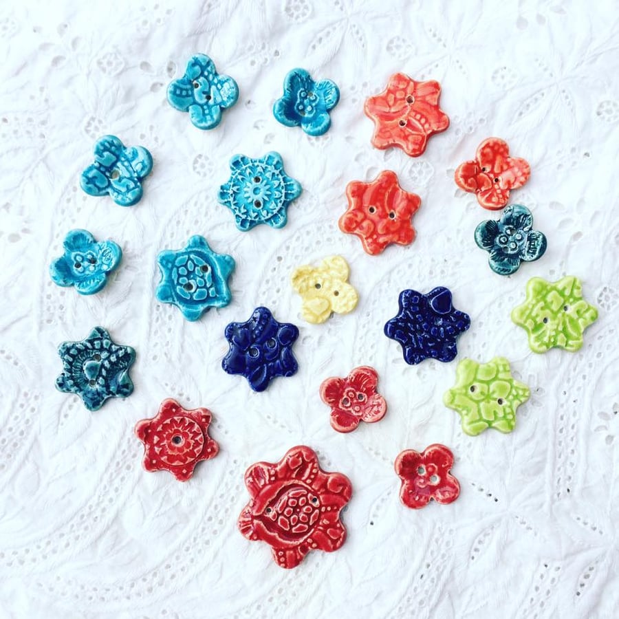JANUARY SALE - Hand made ceramic buttons  X20 Various colours and sizes