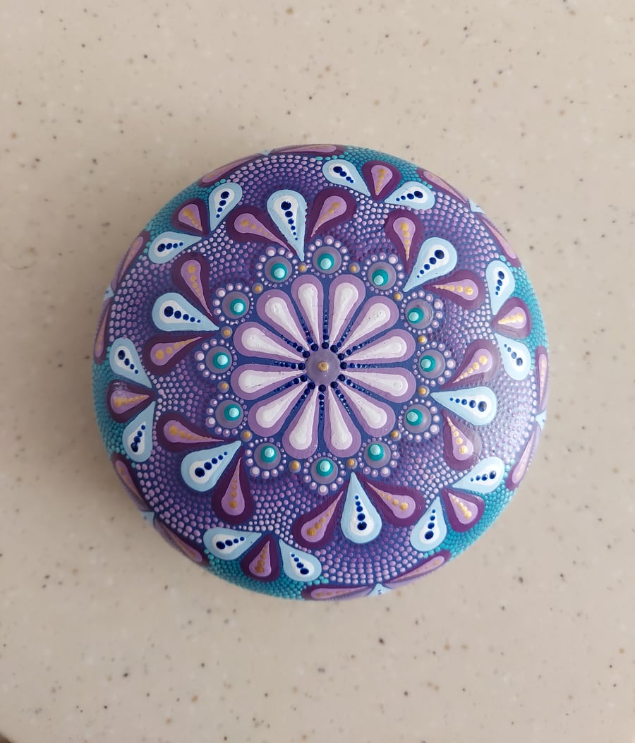 Blue and Purple Decorative Mandala Stone