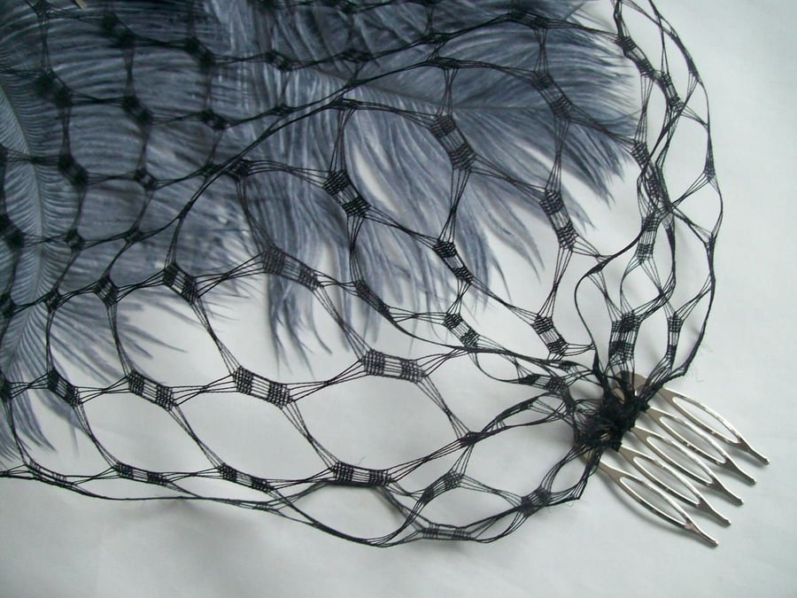 Black Vintage Waffle Weave Retro Goth Gothic Veil Birdcage Bandeau Veils 