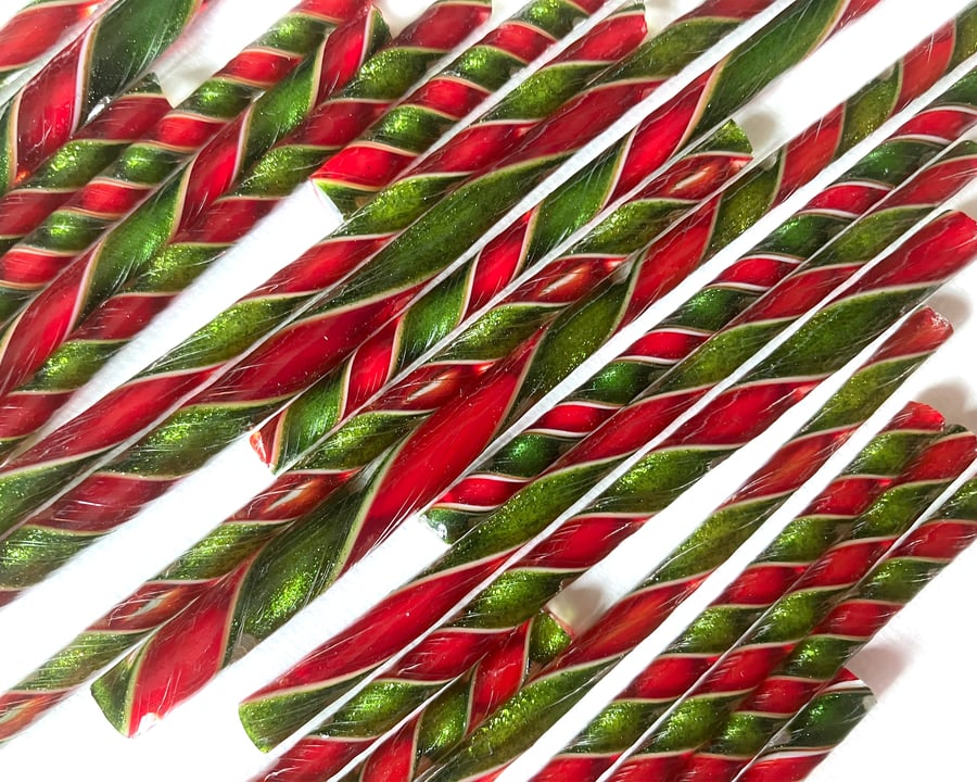 Twisted cane offcuts Christmas pack Bullseye 90 coe glass Vitrigraph twisties