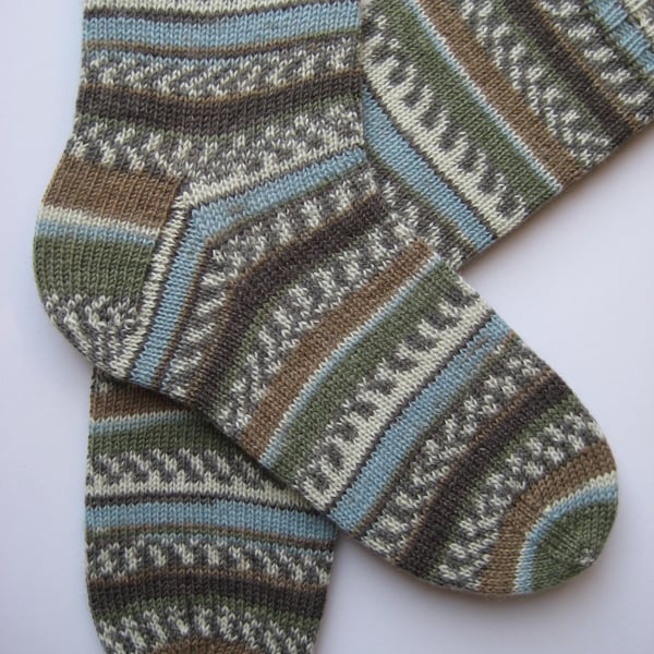 hand knit mens wool socks size 8-10
