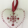 18 Felt Christmas Heart Hanging Decorations - White & Red