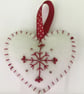 18 Felt Christmas Heart Hanging Decorations - White & Red - Image 1