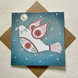 Festive Dove, blank greetings card