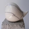 Raku glazed round bird