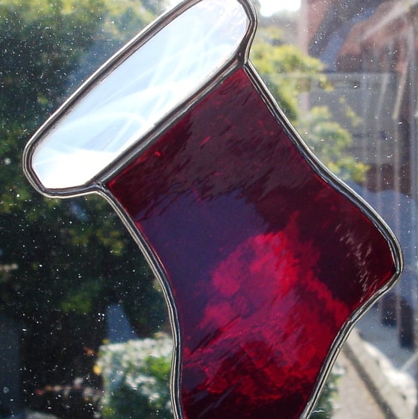 STAINED GLASS SANTA'S BOOT