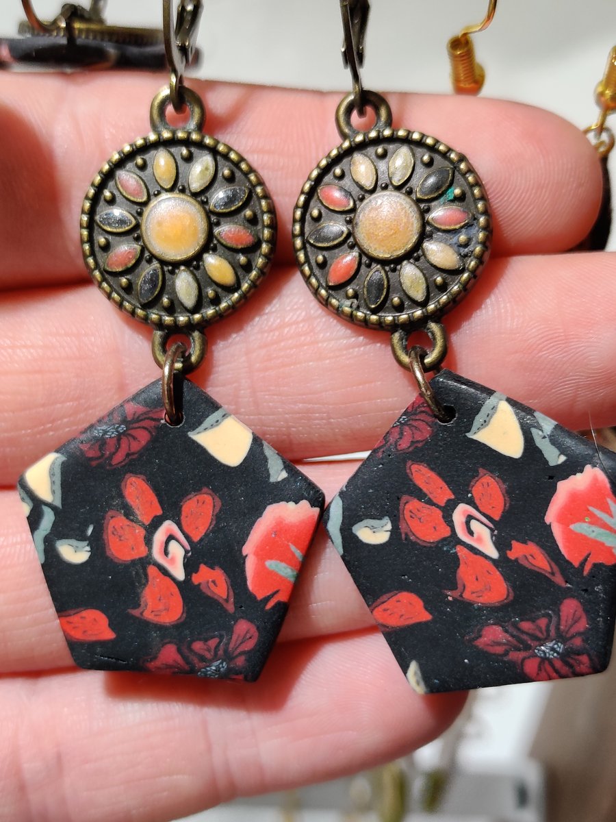 Winter floral charm earrings