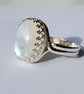 Sterling Silver Blue Flash Moonstone Adjustable Ring Handmade Jewellery Gift - Image 5