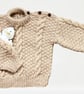 Childs Jumper, Cable Pattern, Wool Blend, Beige, Chest 56cms (22") Age 3-4 years