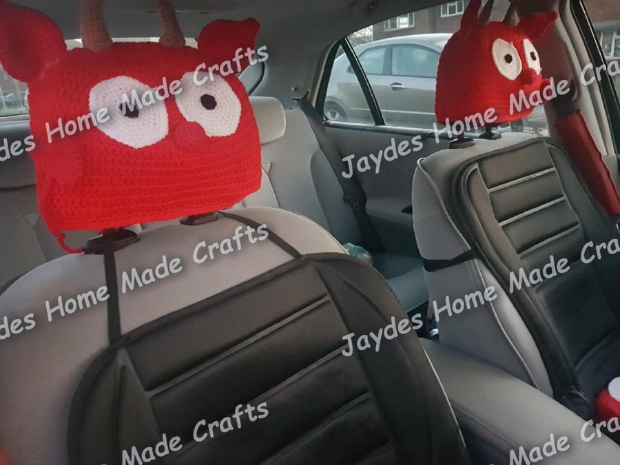 Crochet Red Devil Headrest Covers