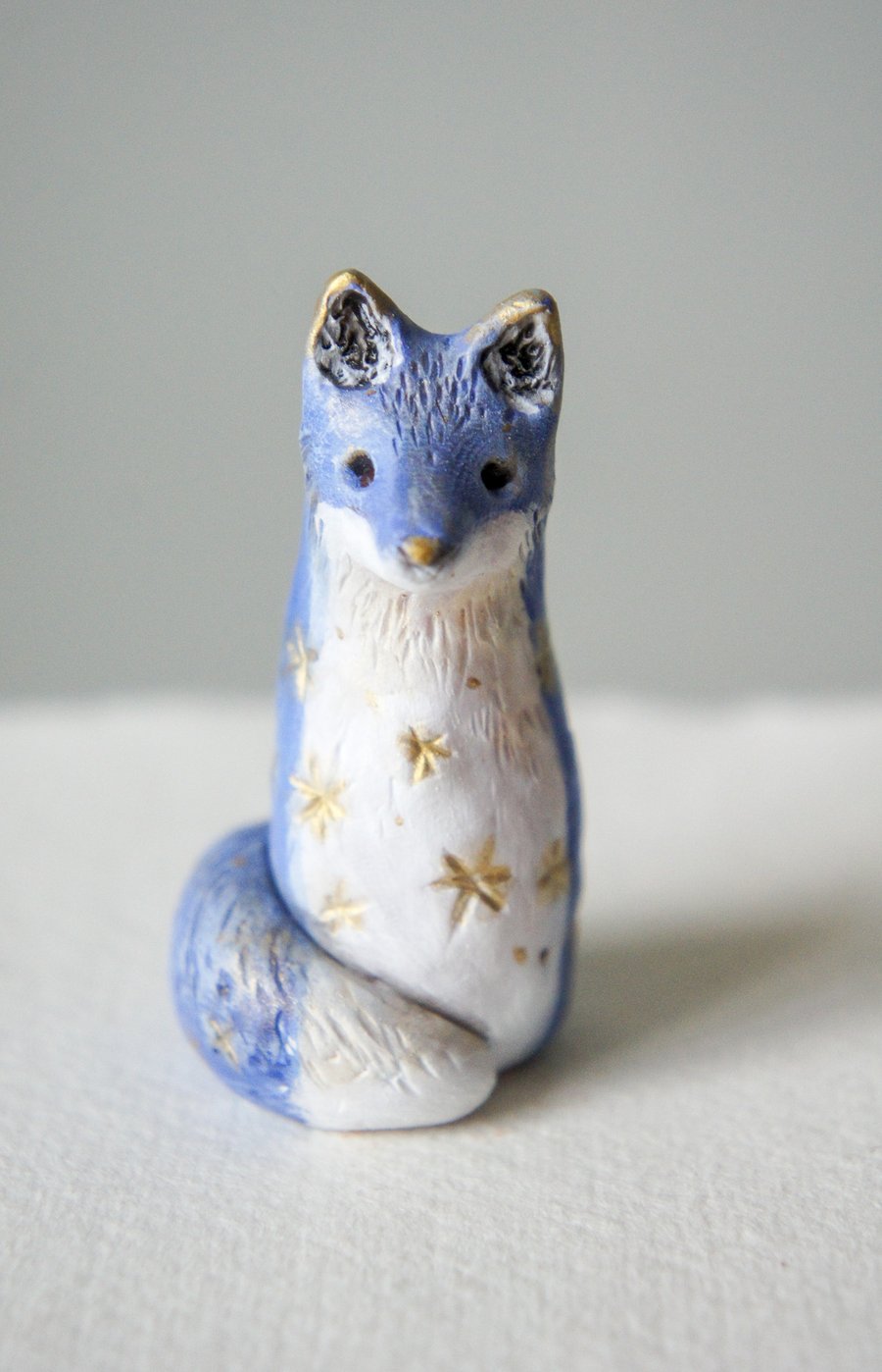 Starry Fox Figurine, Handmade Sculpture