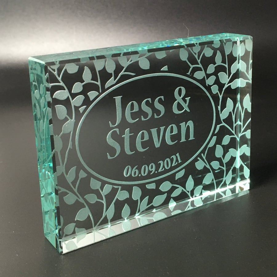 Personalised Wedding Glass Block