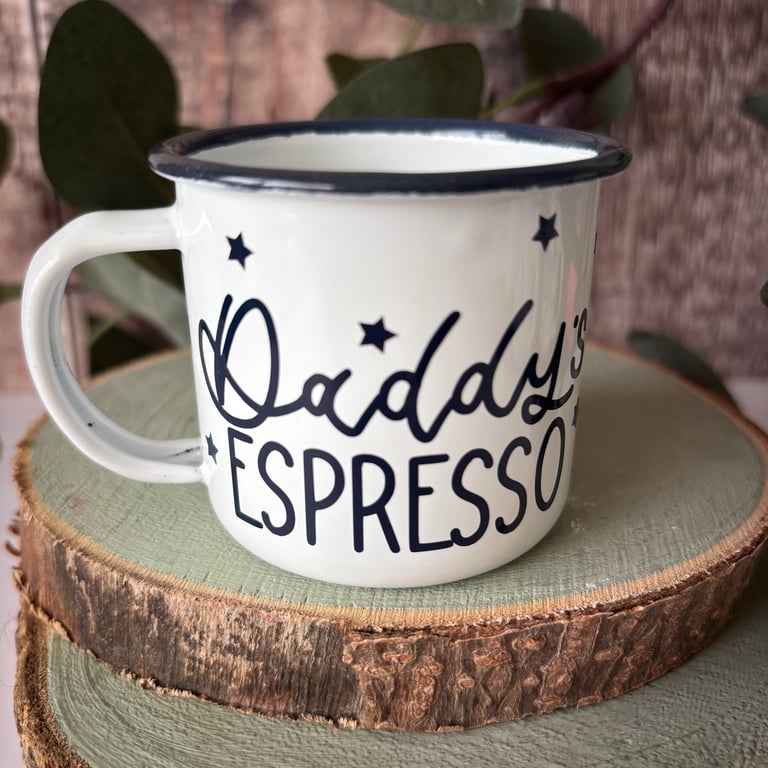 Daddy's Espresso Mug, Enamel Camping Mug, Father's Day Gift