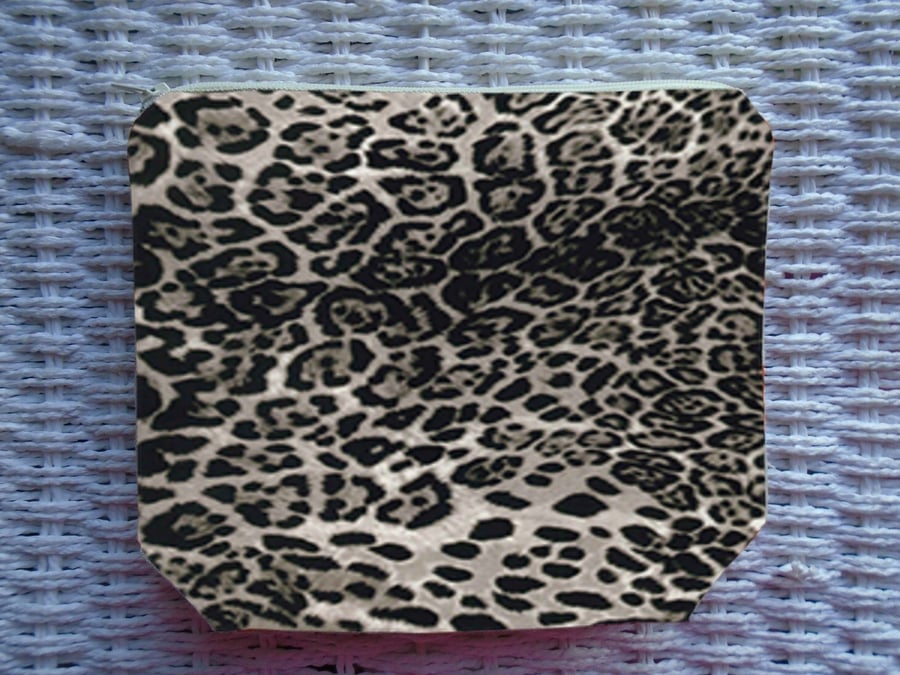 Snow Leopard Print Pencil Case or  Make Up Bag 