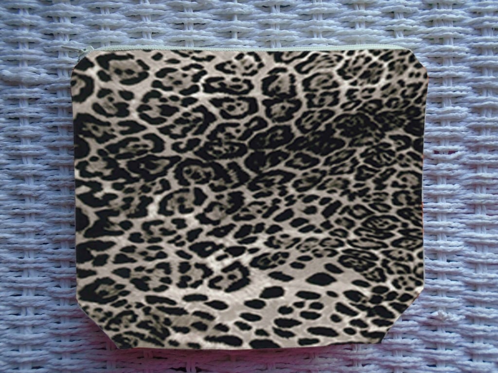 Snow Leopard Print Pencil Case or  Make Up Bag 