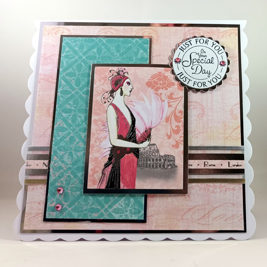 Any occasion greetings card - Art Deco lady