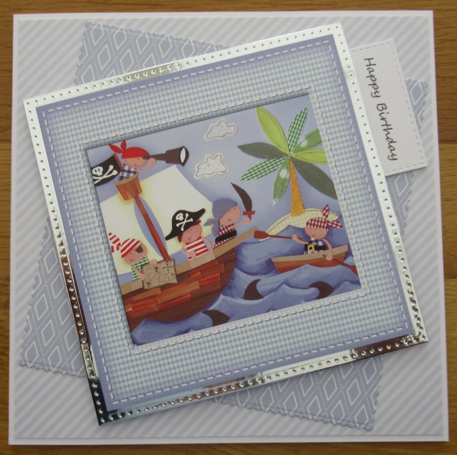 Pirates Ahoy! - 7x7 " Birthday Card