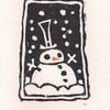 Snowman - lino cut print Christmas card