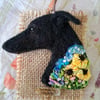 Needle Felted Greyhound Brooch