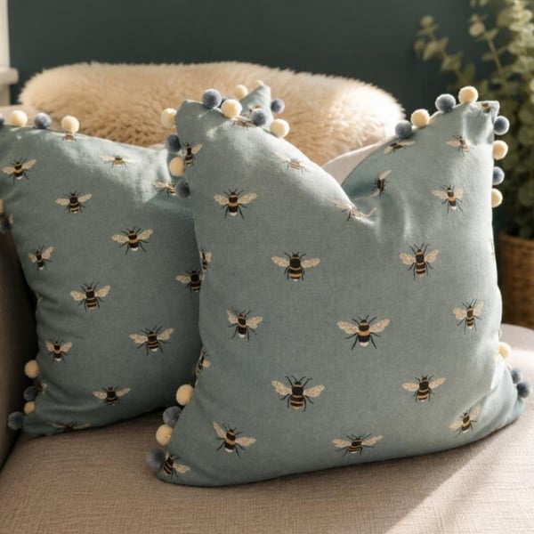 Sophie Allport Bumble Bee Cushion Cover Turquoise 