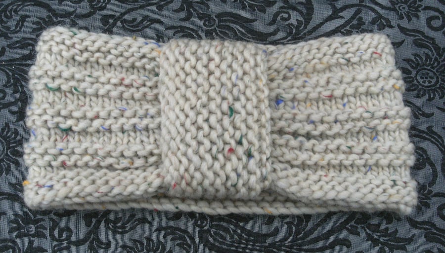 Hand knitted Turban Style Headband- Cream - Medium