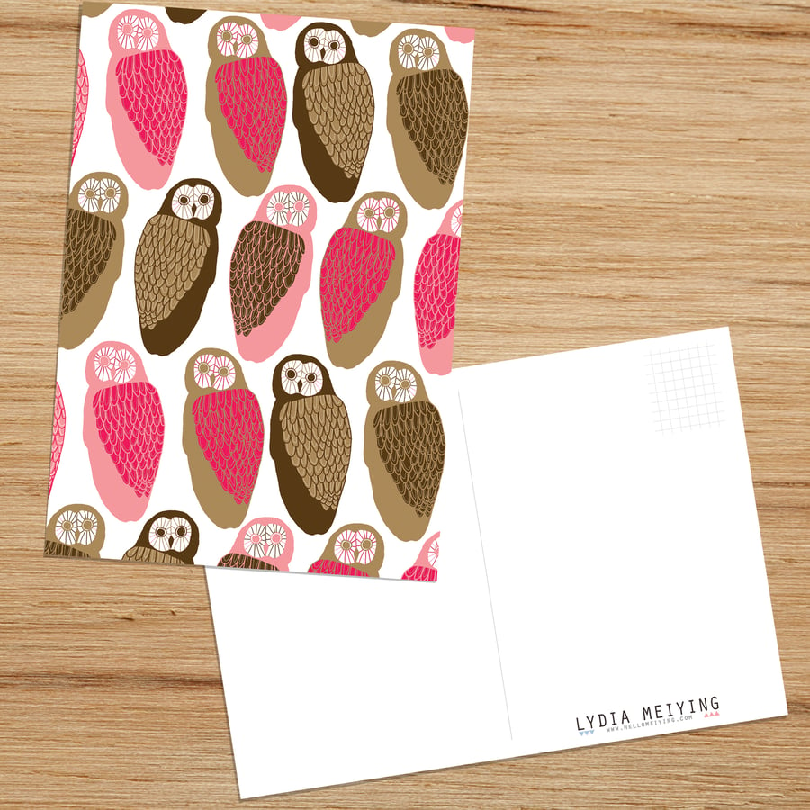 Owls Patterned Postcard