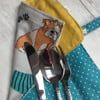 Travel cutlery roll with cutlery - dog lovers design.
