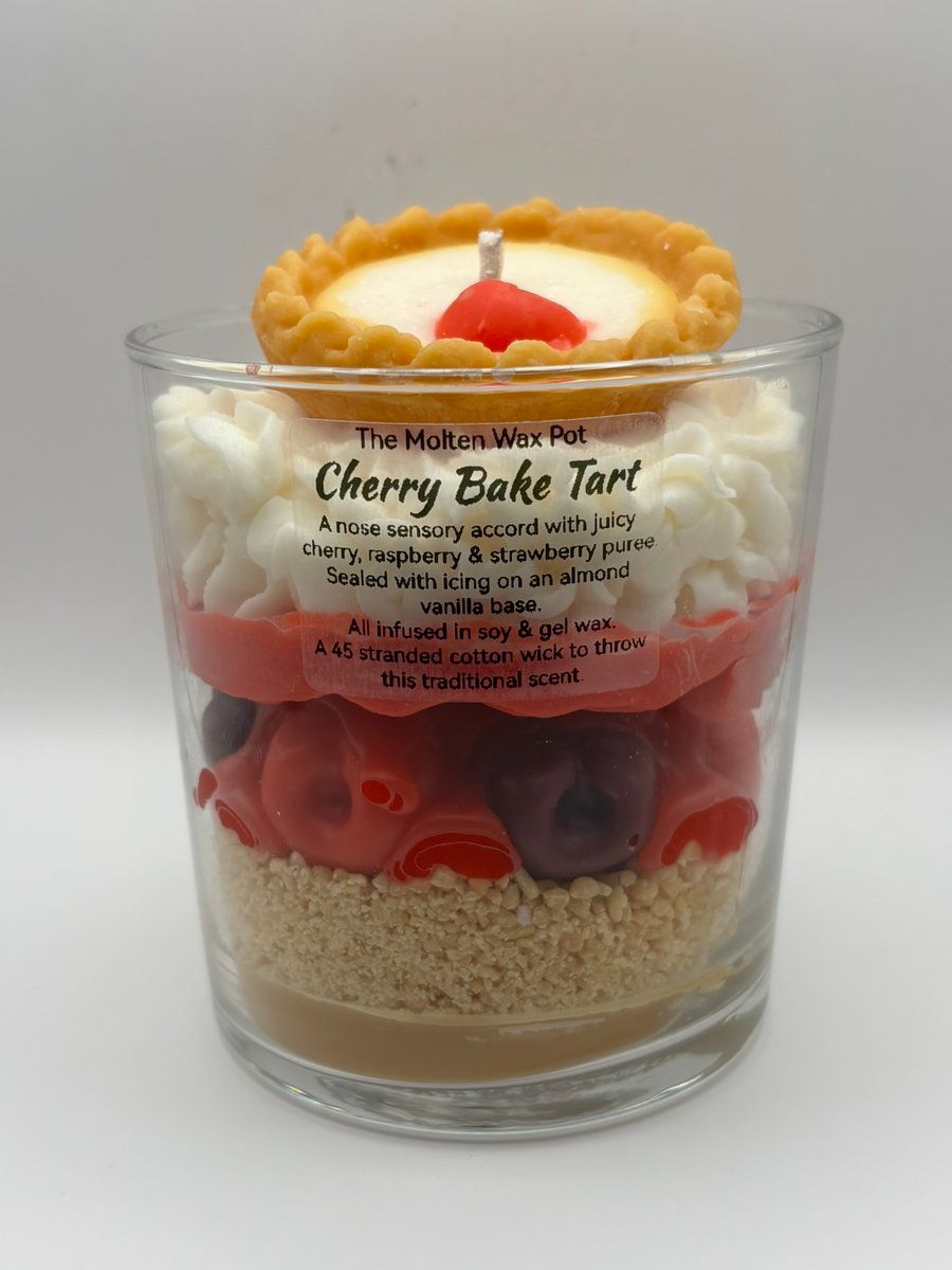 Cherry Bakewell Tart Candle Dessert Inspired Cherry Almond Scent Handmade 