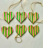 Set of six wooden hand painted Christmas tree rainbow hearts - Image 4