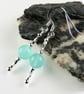 Sea glass drop earrings, sterling silver, 6mm, in a gift box (twisted tubes) - Image 1