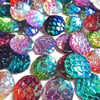 50 Flat Back Cabochons. 12mm Dragon Mermaid scale Cabochons.