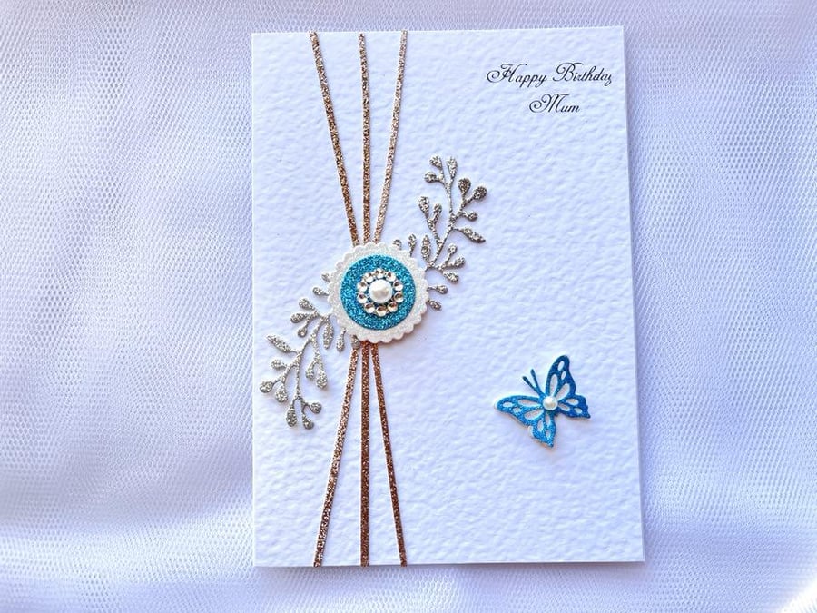 Handmade Luxury Personalised Birthday Card with Envelope for Mum, Wife, Sister